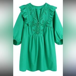 Zara Green Embroidered mini Dress
